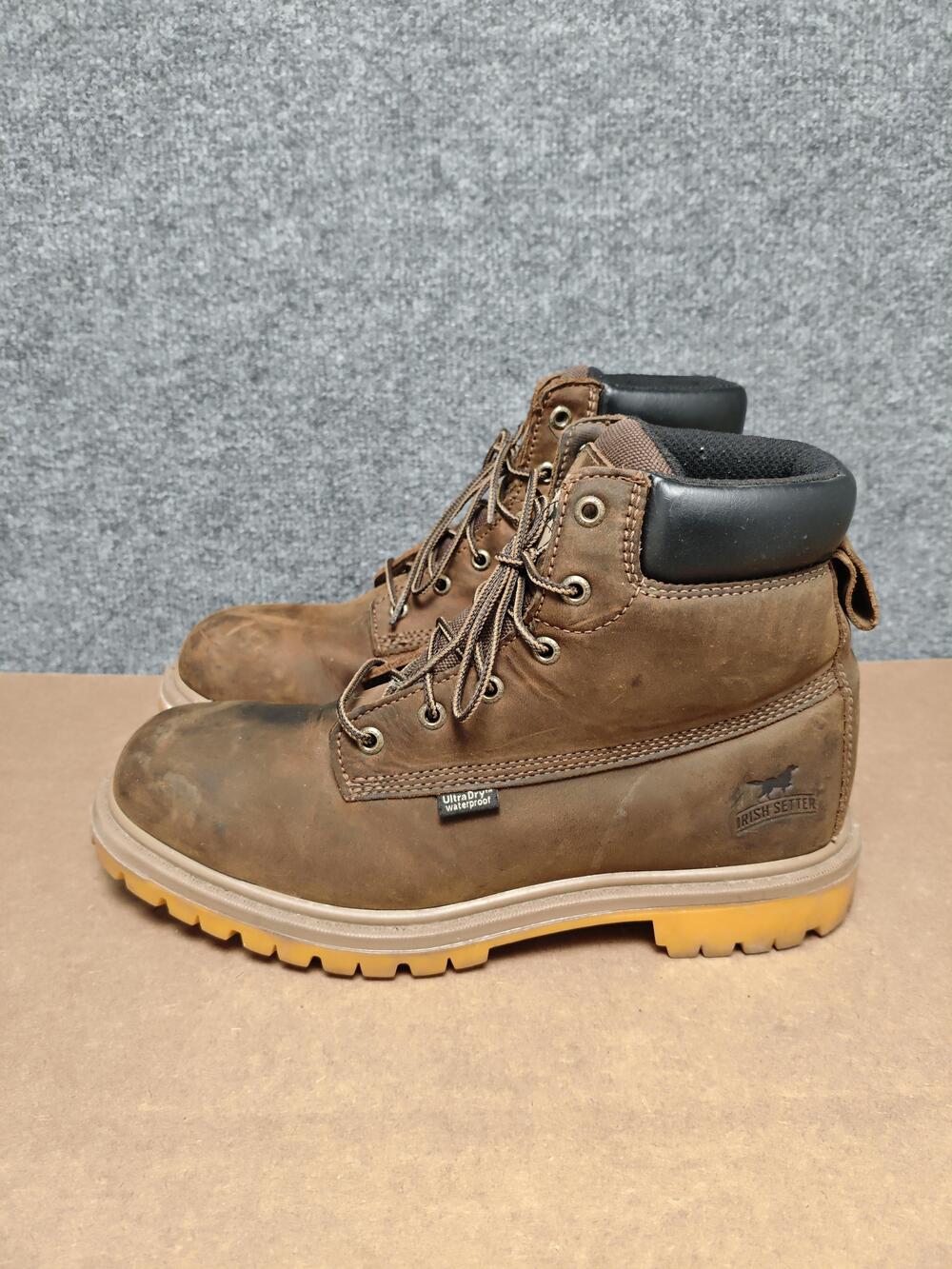 Irish Setter Boots Mens Size 9 Brown Leather Waterproof Slip Resistant 83614